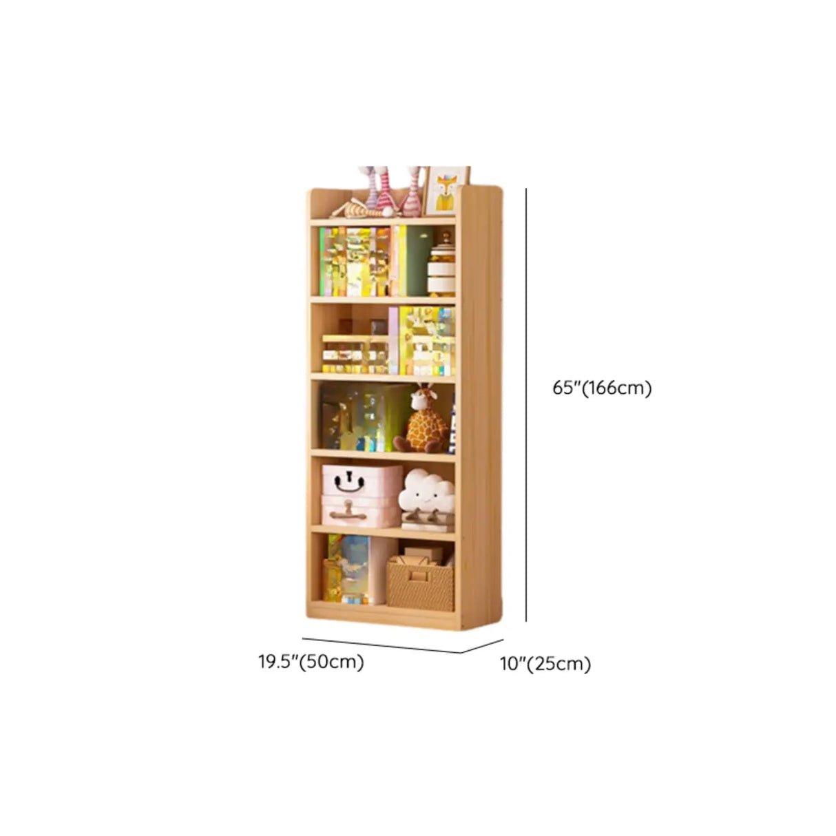 Simple Natural Finish Pine Rectangle Wood Bookcase Image - 44