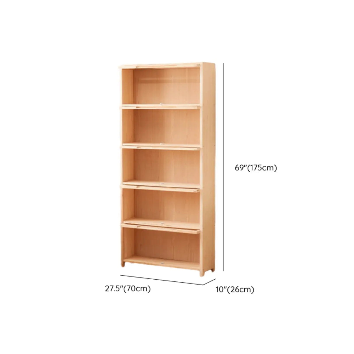 Simple Natural Finish Pine Rectangle Wood Bookcase Image - 45