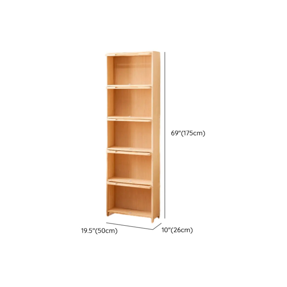 Simple Natural Finish Pine Rectangle Wood Bookcase Image - 46