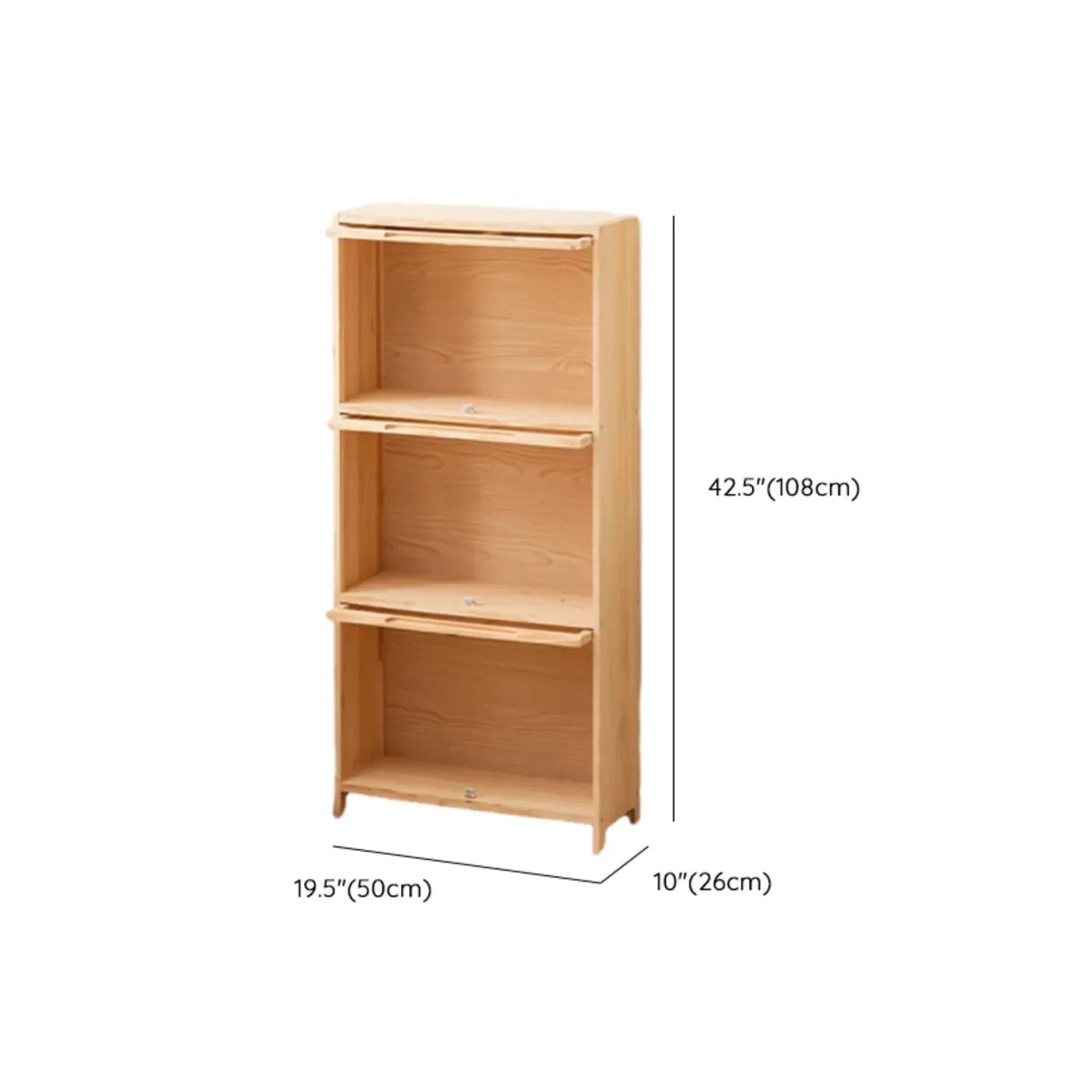 Simple Natural Finish Pine Rectangle Wood Bookcase Image - 47