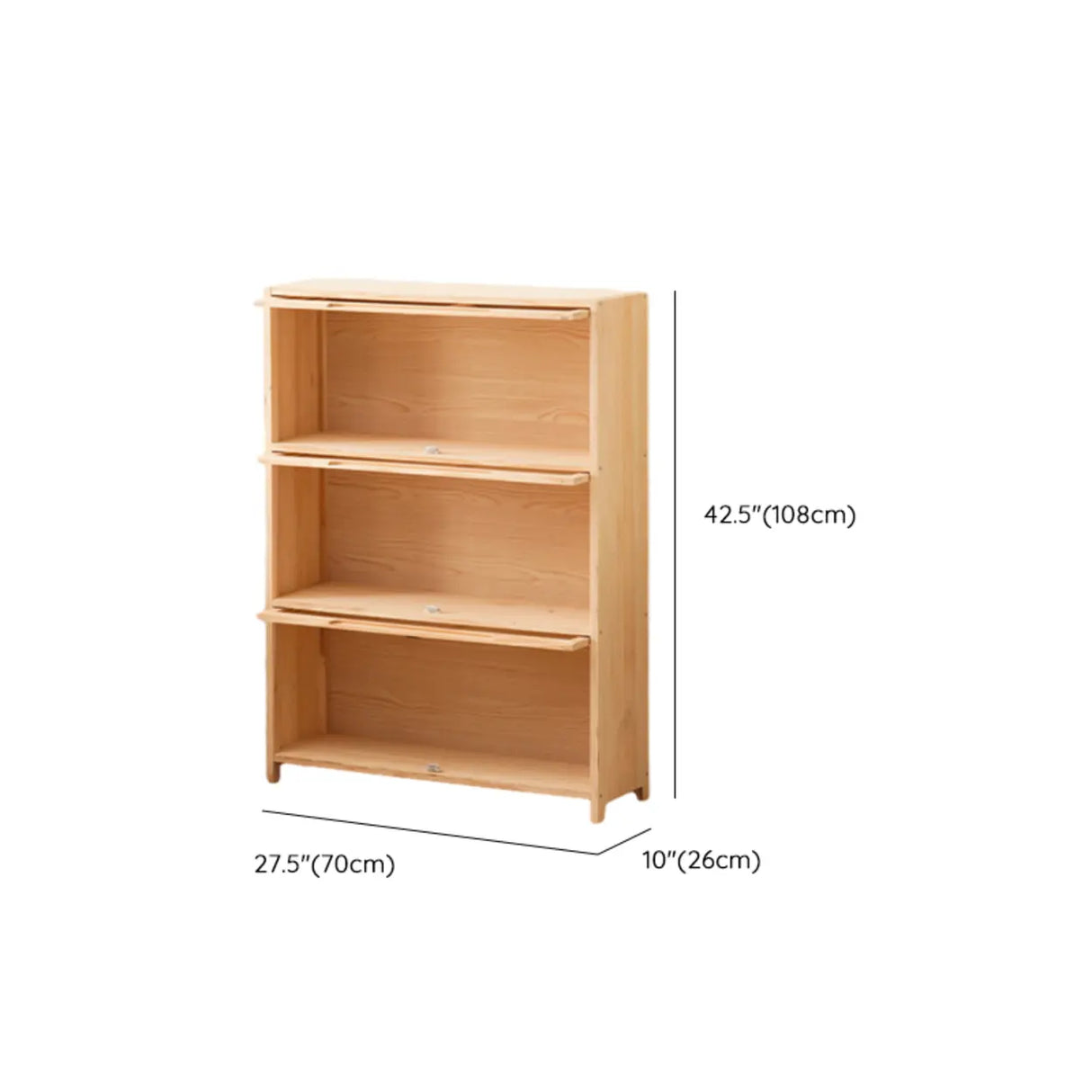 Simple Natural Finish Pine Rectangle Wood Bookcase Image - 48