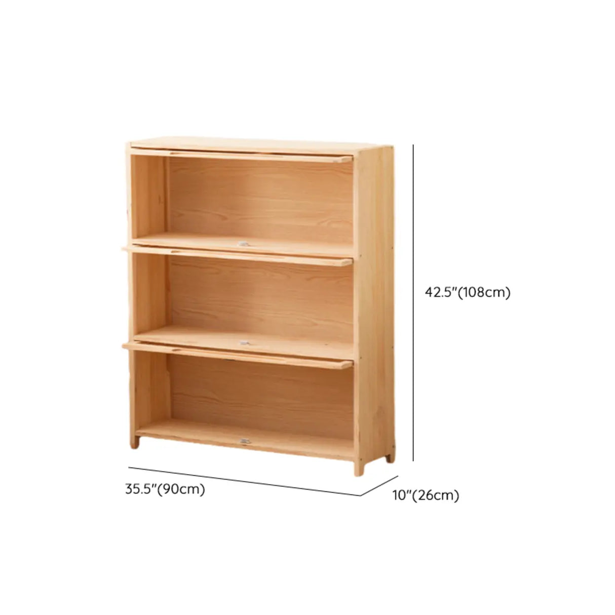 Simple Natural Finish Pine Rectangle Wood Bookcase Image - 49