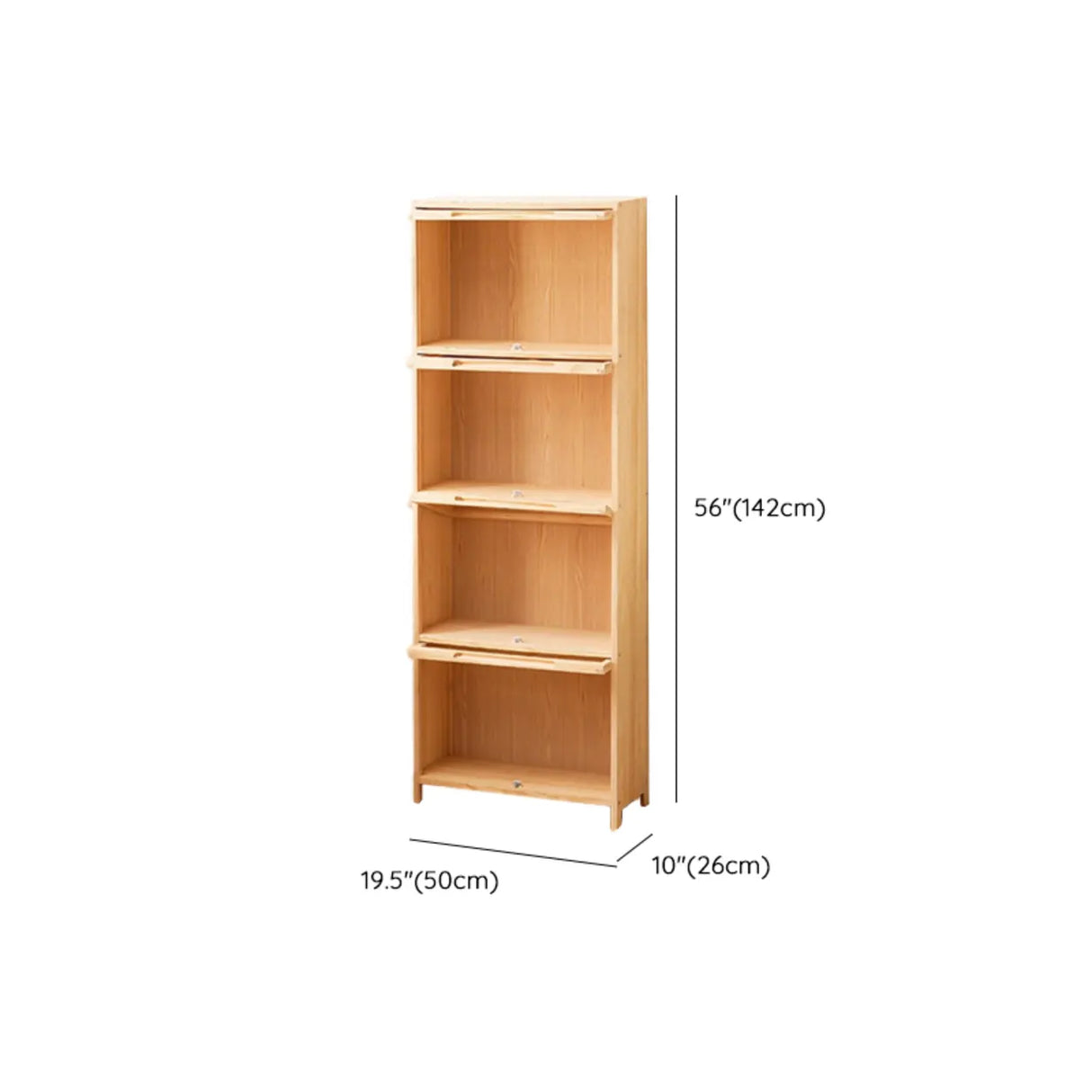 Simple Natural Finish Pine Rectangle Wood Bookcase Image - 50
