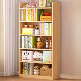 Simple Natural Finish Pine Rectangle Wood Bookcase Image - 6