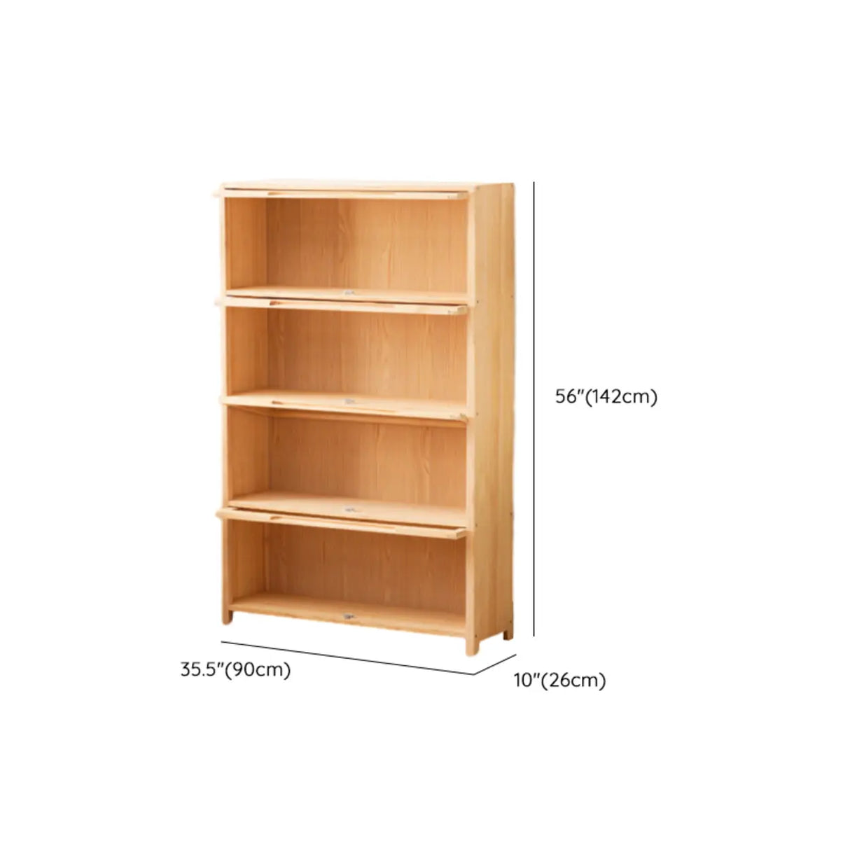 Simple Natural Finish Pine Rectangle Wood Bookcase Image - 52
