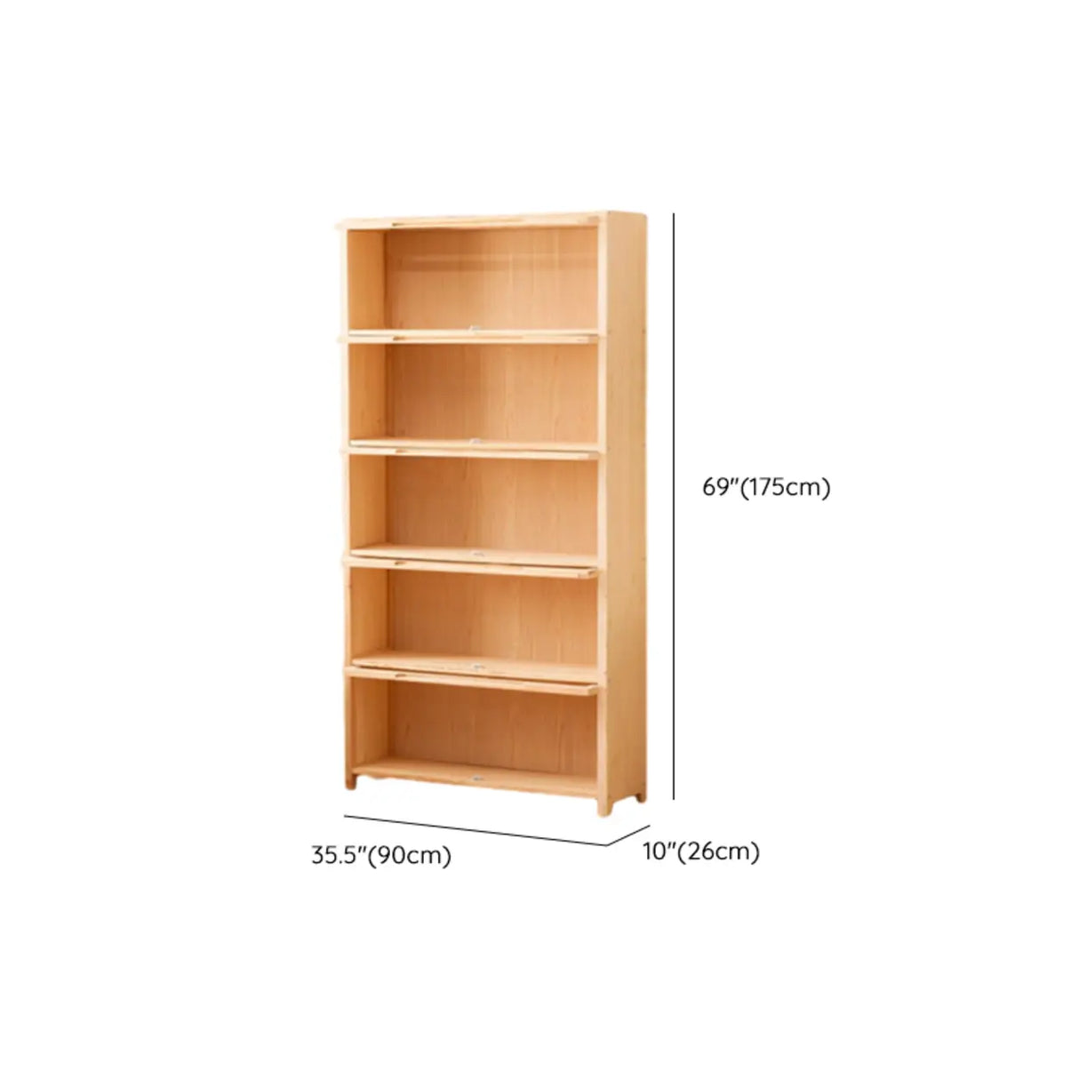 Simple Natural Finish Pine Rectangle Wood Bookcase Image - 53