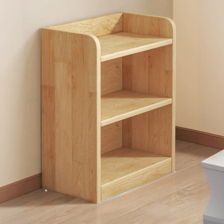 Simple Natural Finish Wood Rectangle Storage Bookcases Image - 2