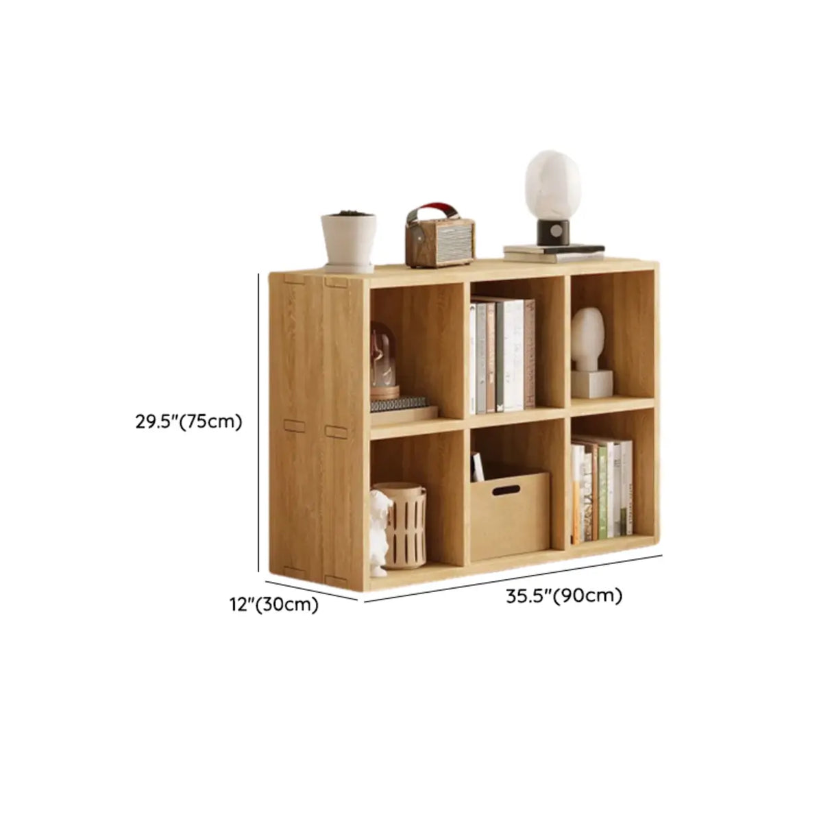 Simple Natural Finish Wood Rectangular Display Bookcase Image - 34