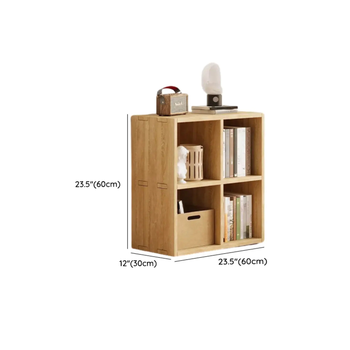 Simple Natural Finish Wood Rectangular Display Bookcase 