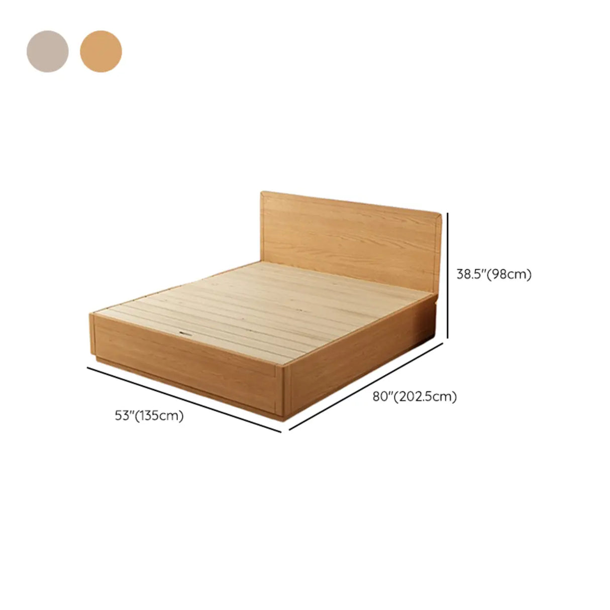 Simple Natural King Headboard Wood Panel Bed Frame Image - 12