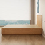 Simple Natural King Headboard Wood Panel Bed Frame Image - 4