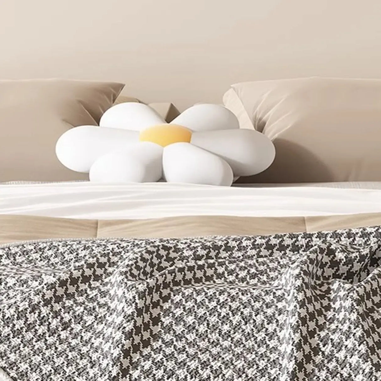 Simple Natural King Headboard Wood Panel Bed Frame Image - 5