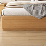 Simple Natural King Headboard Wood Panel Bed Frame Image - 7