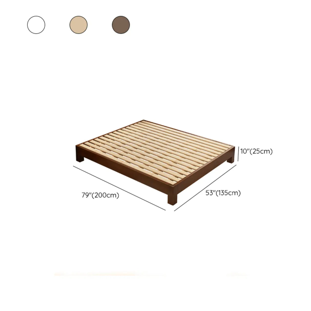 Simple Natural Queen Rubberwood Open-Frame Bed with Legs Image - 12