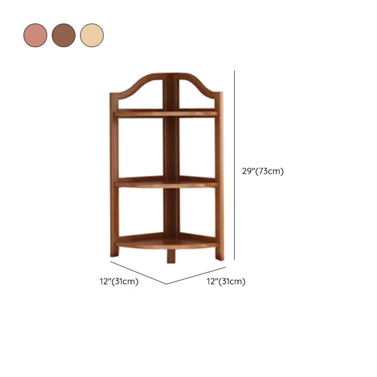 Simple Natural Wood Finish Corner Display Bookshelf 