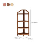 Simple Natural Wood Finish Corner Display Bookshelf Image - 21