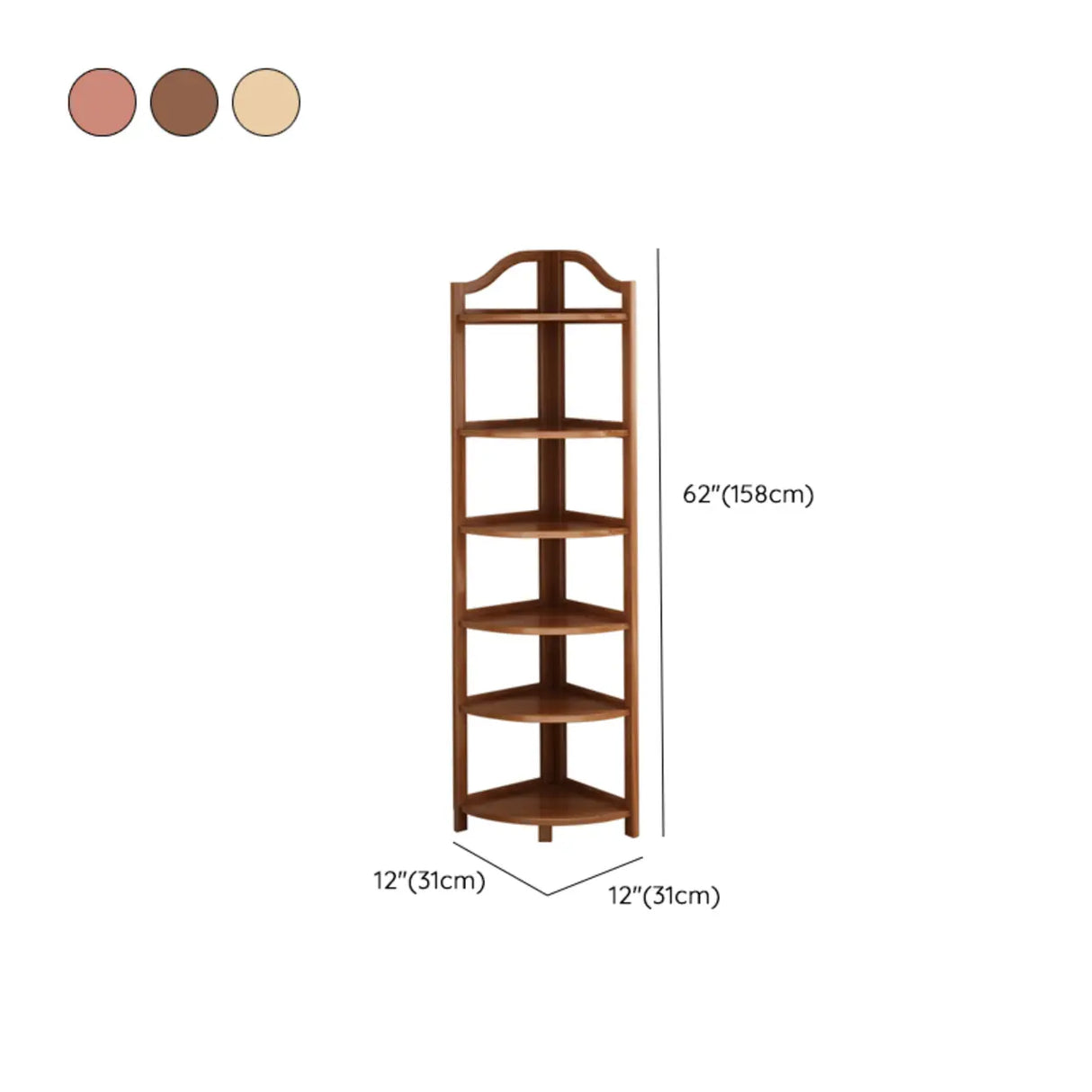 Simple Natural Wood Finish Corner Display Bookshelf Image - 23