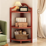 Simple Natural Wood Finish Corner Display Bookshelf Image - 4