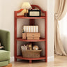Simple Natural Wood Finish Corner Display Bookshelf Image - 4