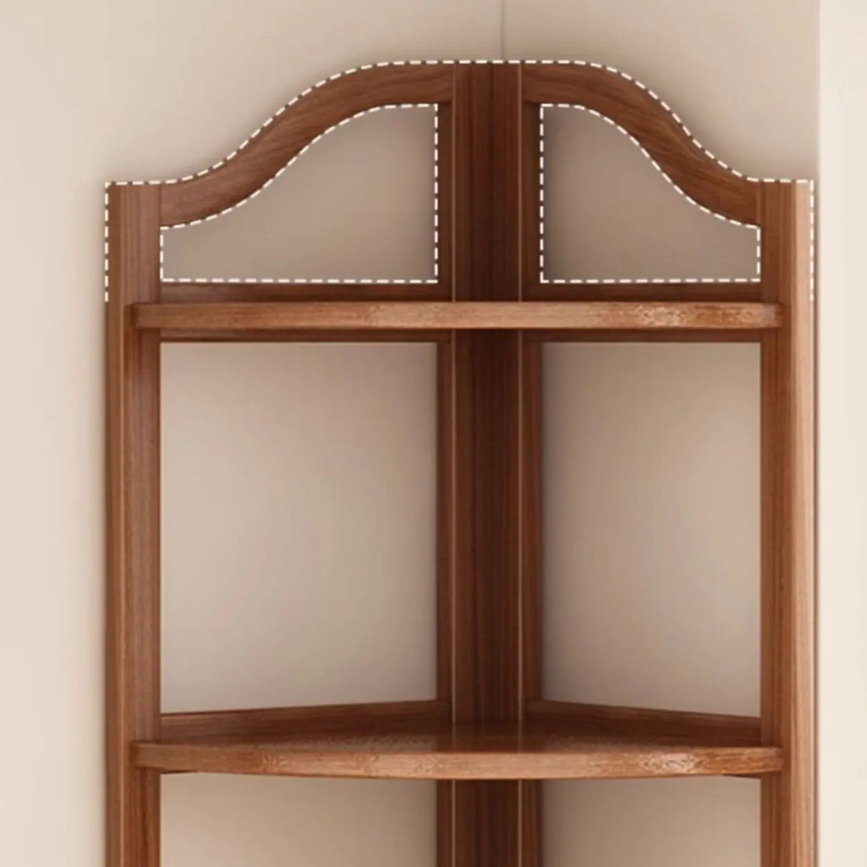 Simple Natural Wood Finish Corner Display Bookshelf Image - 5