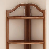 Simple Natural Wood Finish Corner Display Bookshelf Image - 5