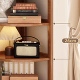 Simple Natural Wood Finish Corner Display Bookshelf Image - 6