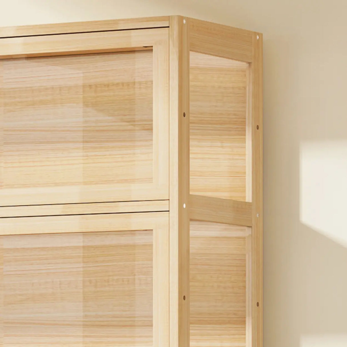 Simple Natural Wood Finish Vertical Timber Bookcase Image - 10