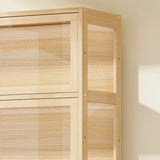 Simple Natural Wood Finish Vertical Timber Bookcase Image - 10