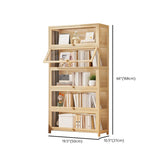 Simple Natural Wood Finish Vertical Timber Bookcase Image - 22