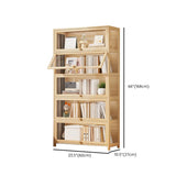 Simple Natural Wood Finish Vertical Timber Bookcase Image - 23