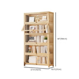 Simple Natural Wood Finish Vertical Timber Bookcase Image - 24