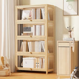 Simple Natural Wood Finish Vertical Timber Bookcase Image - 3