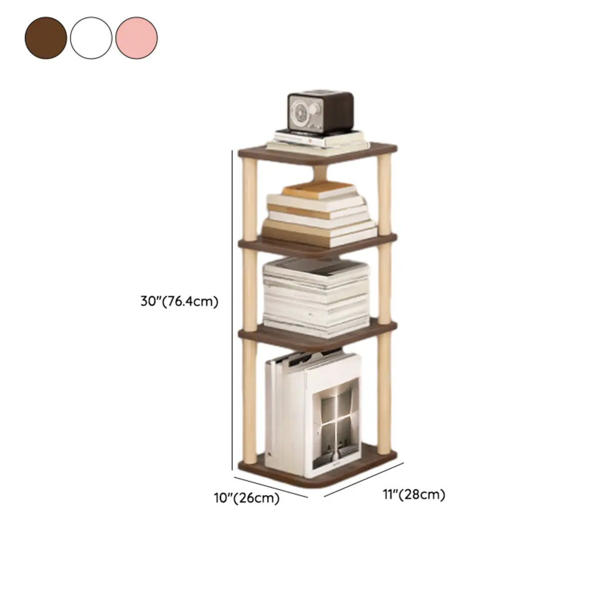 Simple Natural Wood Open Corner Organizer Bookshelf 