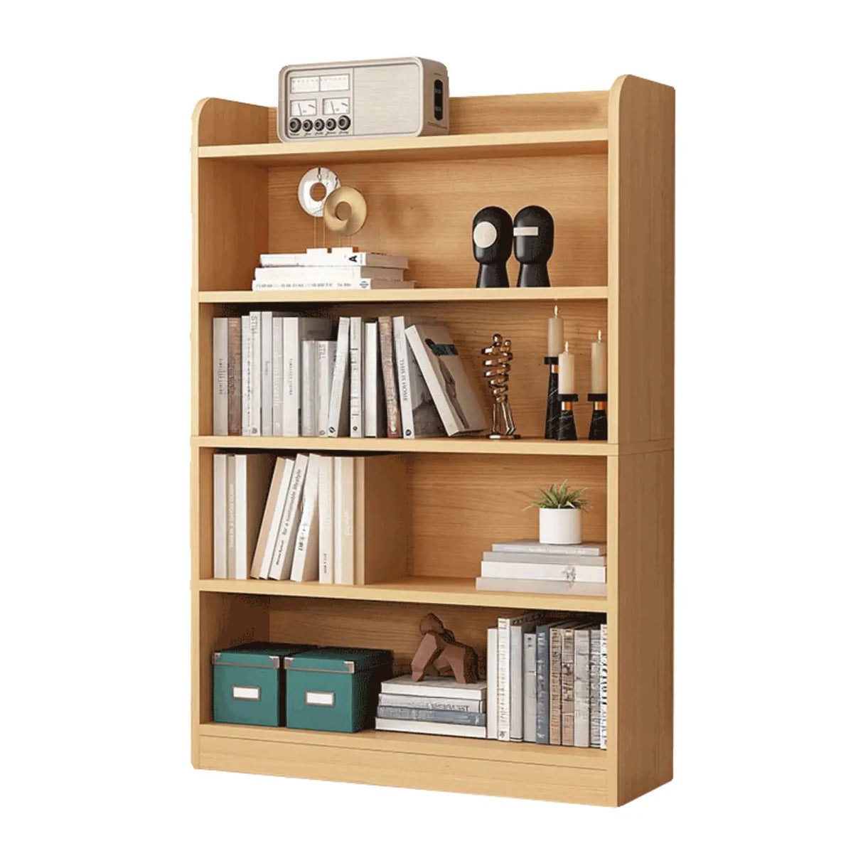 Simple Oak Closed Back Vertical Rectangular Bookcase Image - 10