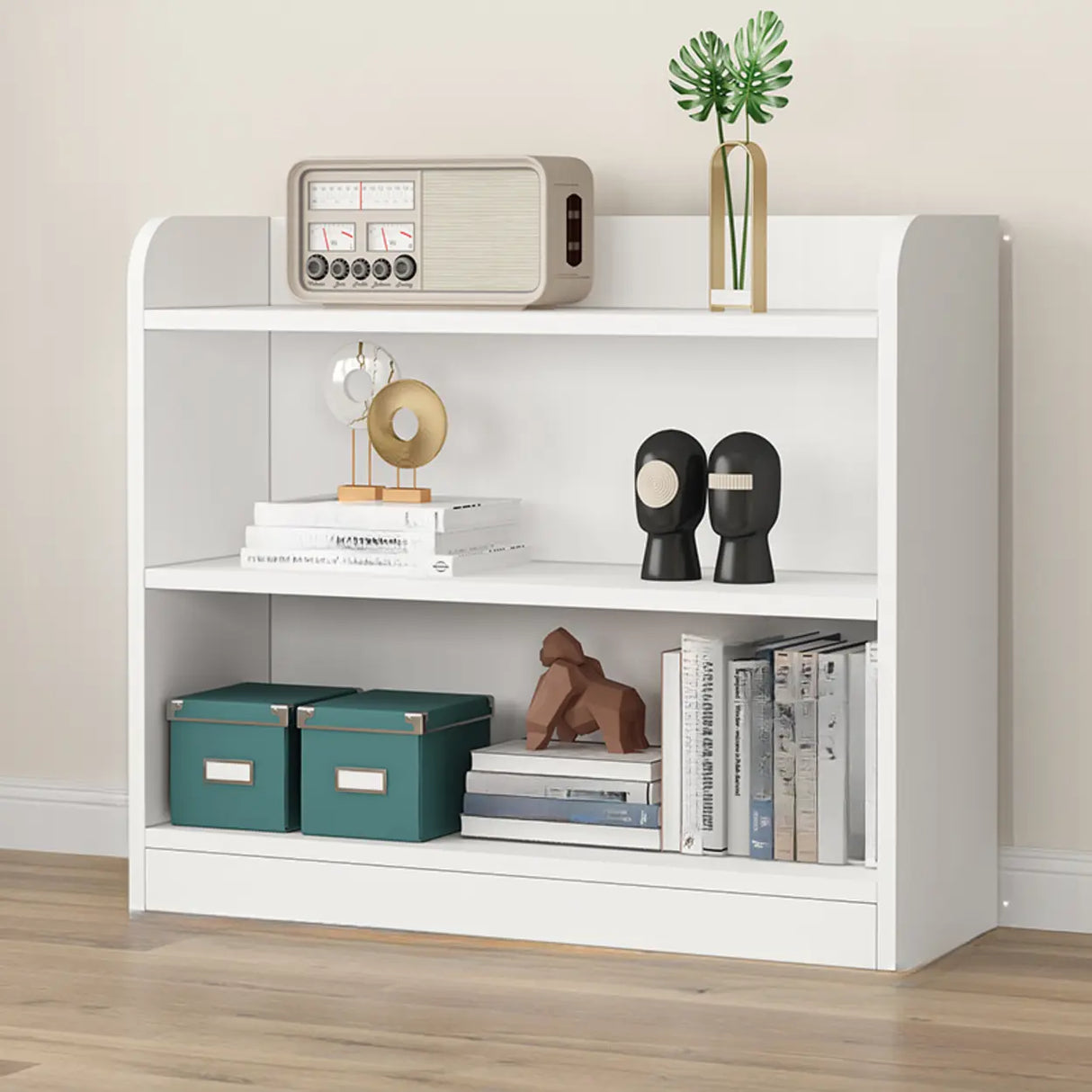 Simple Oak Closed Back Vertical Rectangular Bookcase Image - 11