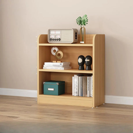Simple Oak Closed Back Vertical Rectangular Bookcase Image - 2