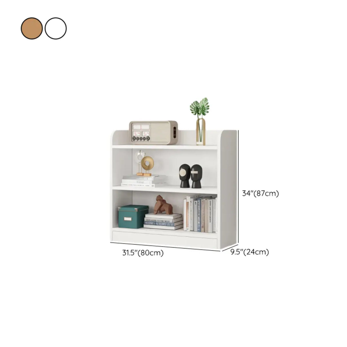 Simple Oak Closed Back Vertical Rectangular Bookcase Image - 30