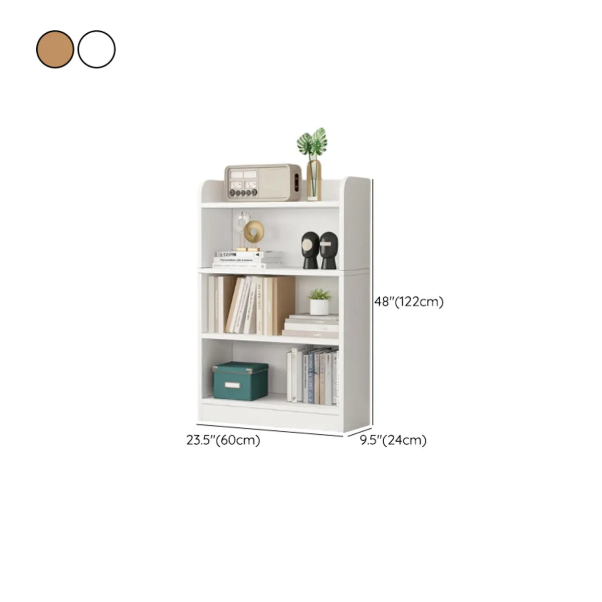 Simple Oak Closed Back Vertical Rectangular Bookcase Image - 32