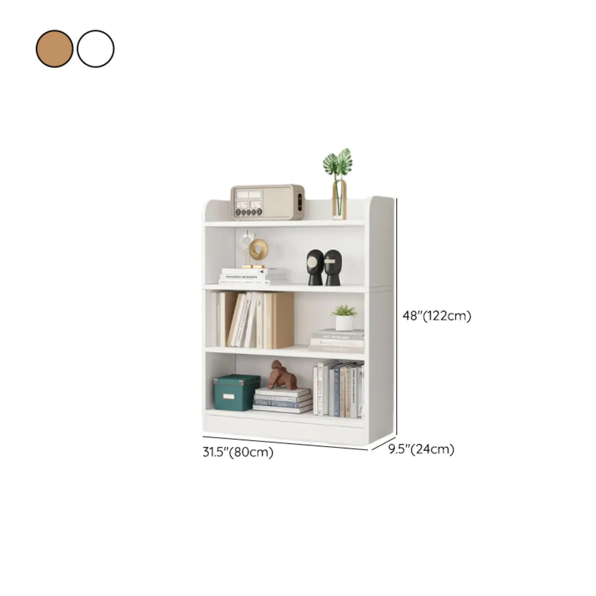 Simple Oak Closed Back Vertical Rectangular Bookcase Image - 33