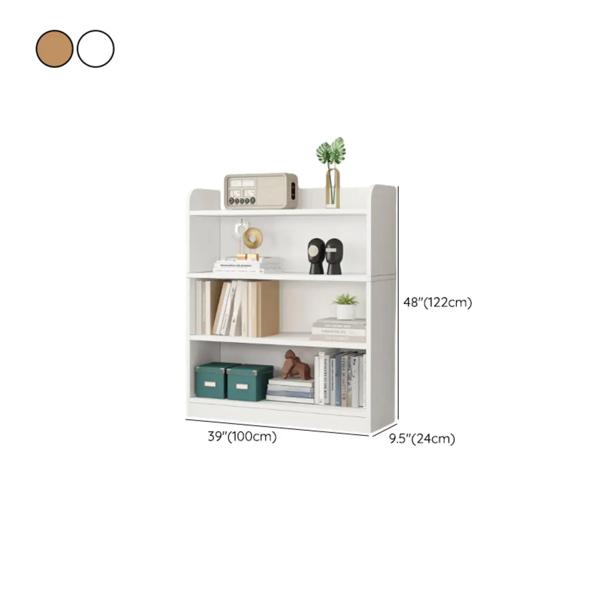 Simple Oak Closed Back Vertical Rectangular Bookcase Image - 34