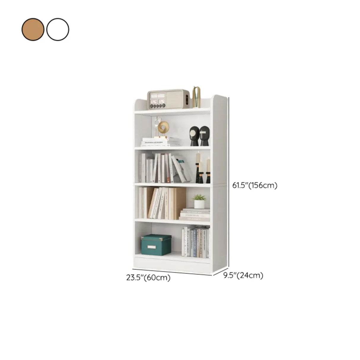 Simple Oak Closed Back Vertical Rectangular Bookcase Image - 35