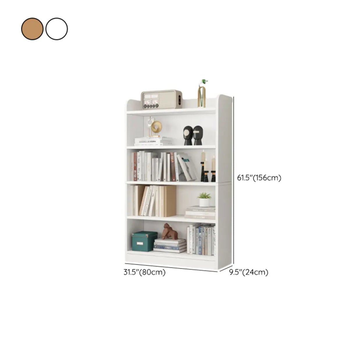 Simple Oak Closed Back Vertical Rectangular Bookcase Image - 36