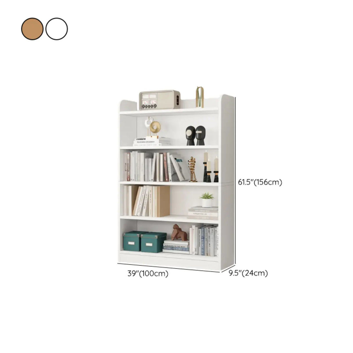 Simple Oak Closed Back Vertical Rectangular Bookcase Image - 37