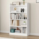 Simple Oak Closed Back Vertical Rectangular Bookcase Image - 3