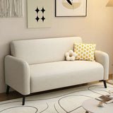 Simple Off-White Snowflake Velvet Square Arm Loveseat Image - 2