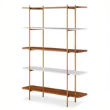 Simple Open Back 5-Tier Walnut Brown Display Bookcase Image - 3