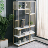 Simple Open Back White Vertical Display Bookshelf Image - 1