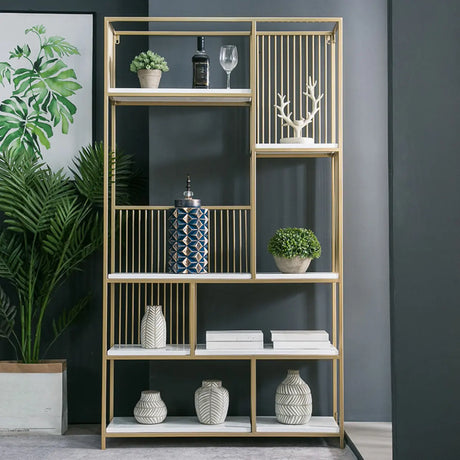 Simple Open Back White Vertical Display Bookshelf Image - 2