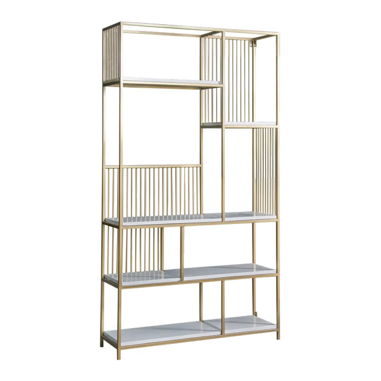 Simple Open Back White Vertical Display Bookshelf Image - 5