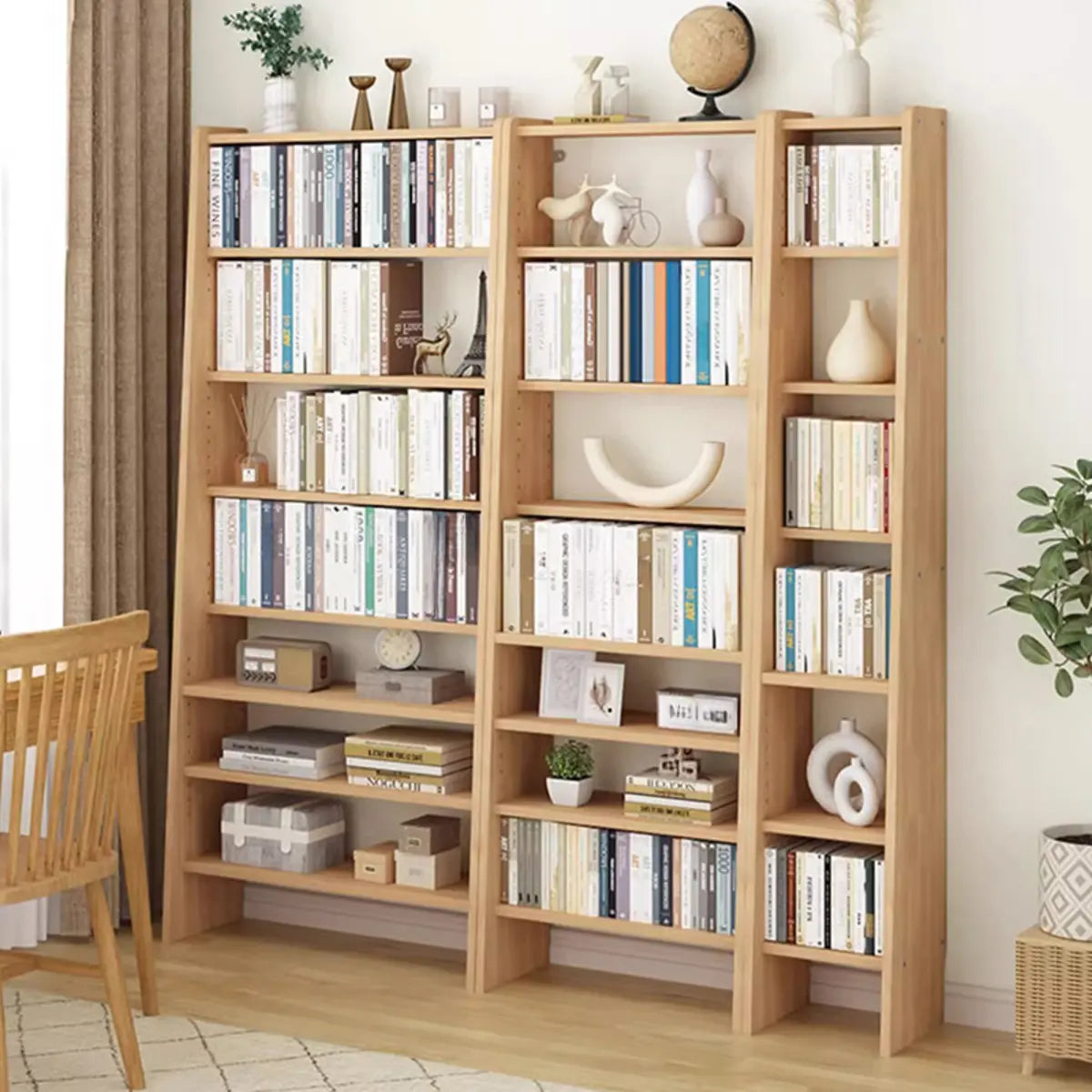 Simple Open Back Wood Narrow Library Display Bookcases Image - 4